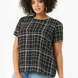 F 21 Plus size grid chiffon top 2x